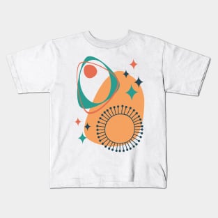 Abstract Mid Century Modern 14 Charcoal, Teal and Orange Kids T-Shirt